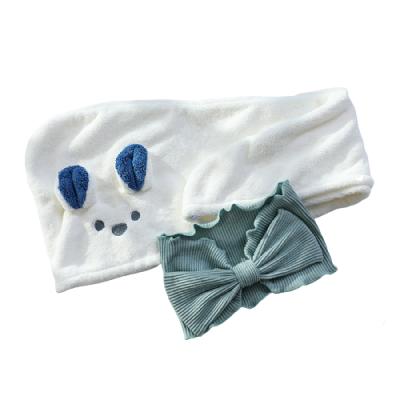 China QUICK DRY Yarn Non-slip Triangle Microfiber Hair Turban Cartoon Rabbit Ears Absorbent Quick Dry Towel for sale