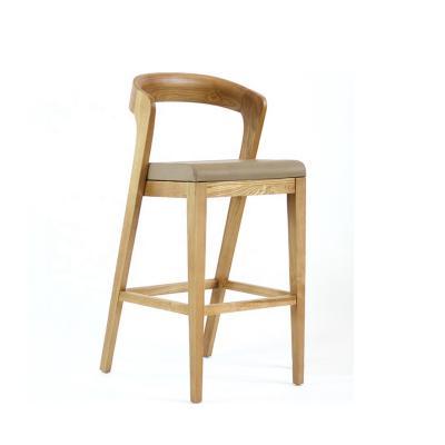 China Contemporary High End Bar Stool Ash Wood Cafe House Use Hotel Restaurant Comfort Bar Seating Chair for sale