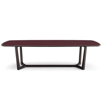 China Lacqurered Contemporary Red Glossy Red Luxury Solid Wood Italian Modern Dining Tables 10 Seater Leg Dining Table for sale