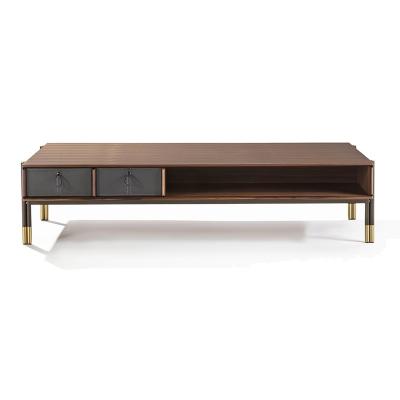 China Contemporary High End Eucalyptus Wood Coffee Table With Storage And Center Drawers Table For Villa Living Room for sale