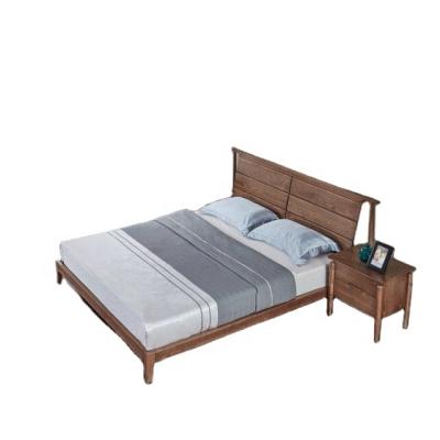 China Wholesale Durable American Style Modern Hotel Residence Bedroom Furniture Sets Ash Solid Wood Frame Queen King Size Mattress Beds for sale