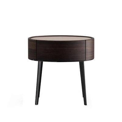 China Customizable High End Walnut Or Smoked Wood Night Stand Factory Sale Directly Beside Table for sale