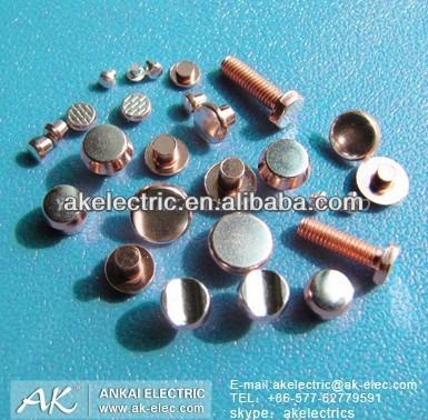 China Electrical switch contact silver rivets assembled for various relays, contactors switches electrical switch silver contact rivets for sale