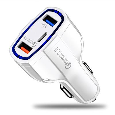 China USB Type-C Stereo USB Phone Adapter Charging 3.0 Dual Car Charger Power Supply Fast Charging For iPhone X 8 Plus Samsung Car C for sale