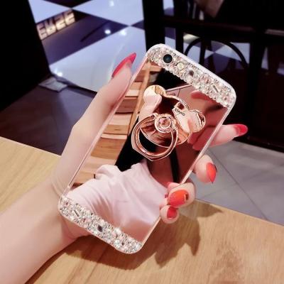 China Luxury Transparent Scratchproof Glitter Phone Case with Mirror, 3D Diamond TPU Phone Case for iPhone X Cover for sale