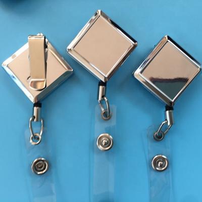 China Participation Cards Rhombic Retractable Metal Badge Holder Reel Custom Key Card Heavy Duty Reel for sale