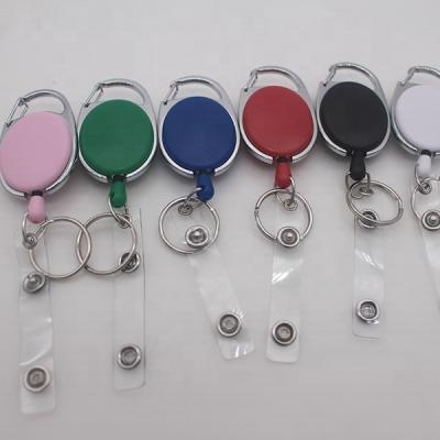 China Customized Retractable ABS+ Yoyo Alloy Carabiner Metal Clip ID Badge Zinc Alloy Reel Holder for sale