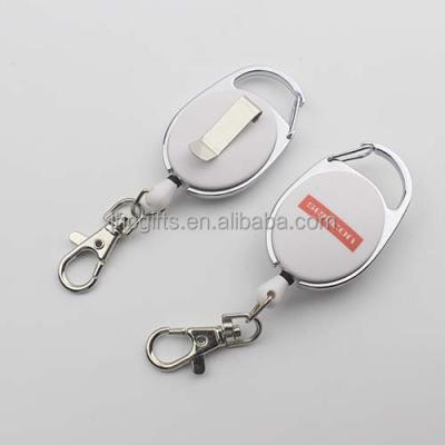 China Retractable ABS+ Shape ID Card Holder Badge Reel Zinc Alloy Oval Carabiner Badge Holder Accessories for sale