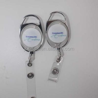 China ABS+ Recoil Key Chain Recoil Ski Yo-Yo Pass ID Card Holder Zinc Alloy Retractable Badge Reel Carabiner for sale