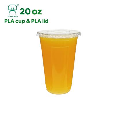 중국 20oz 20oz 600ml Plastic Single Wall Clear Custom Clear Plastic Ice Cups Disposable Eco-friendly Disposable Coffee Cup With Lids 판매용