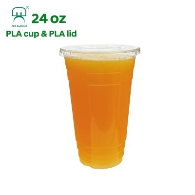 중국 24oz 700ml Disposable Compostable Clear Cold Cup Single Wall Plasma Plastic Cups 판매용