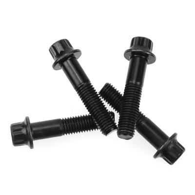 China Stainless Steel M7*32 Black Plated M7*24 Split Rim Wheel Hub Bolts Screws 12 Point Flange Bolt for sale