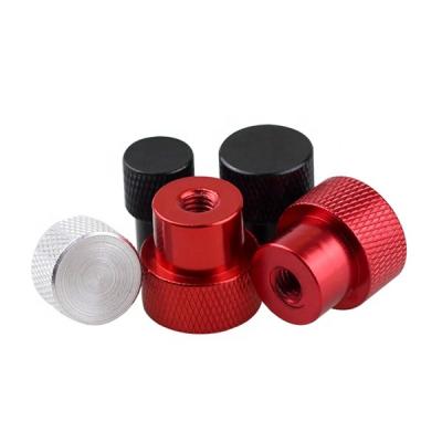 China Retail Industry OEM Turning Knob Thumb Colored Anodized Aluminum Knurled Nut for sale