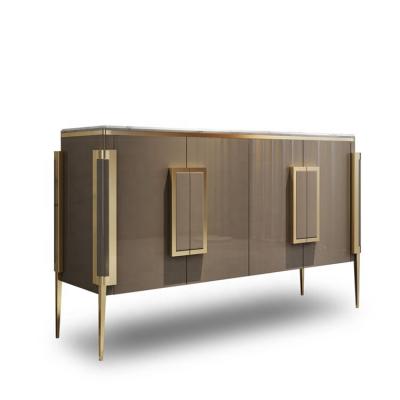 China Contemporary French Style Leather Upholstery Luxury Sideboard Cabinet Sideboard with Marble Top for sale