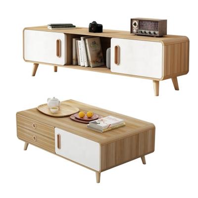 China Small Natural Convertible Modern Living Room Oak Wood Coffee Table Cafe Mesa Storage for sale