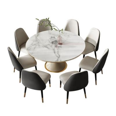 China Durable Dining Table Set 10 Seater Customize Gold Round Slate Dining Dining Table With Rotating Center For Office Building for sale