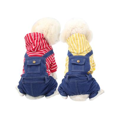 China Branded Fancy Designers Cute 4 Custom Logo Dog Clothes Jeans Stocked Leg Hoodie Simply For Spring Amazon for sale