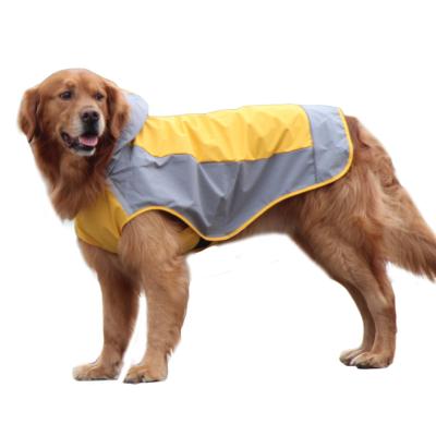 China Adjustable Lightweight Stocked Breathable Pets Waterproof Reflective Yellow Soft Dog Rain Jacket With Leash Hole For Medium Large Dogs for sale