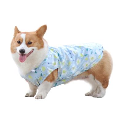 China Whole Stocked Sale Drop Shipping Cute Puppy Flower Printing Pet Rain Jacket Summer Clothes With Mesh Lightweight Breathable for sale