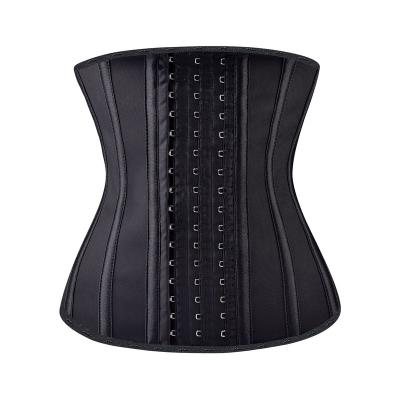 China Steel Bones Shapewear Women Black Latex Waist Trainer Adjustable Abdominal Rubber Corset Antibacterial for sale