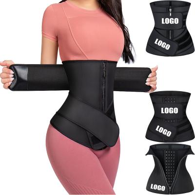 China 9 Latex Waist Trainer Slimming For Weight Loss Women Two Strap Antibacterial Steel Boned Corset for sale