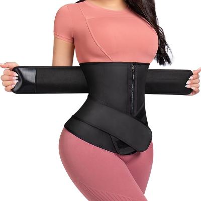 China Latex Waist Trainer for Women 9 Double Bone Straps Zipper Latex Waist Trainer Corset for sale