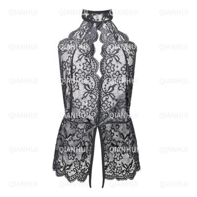 China 85% Polyester +15% Spandex Plus Size Sexy Lingerie Women Transparent Hollow Out Vest Type Lingerie for sale