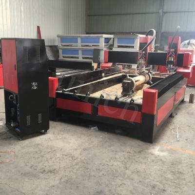 China Two heads two rotary axis cnc granite router machine  / headstone engraving machine for sale