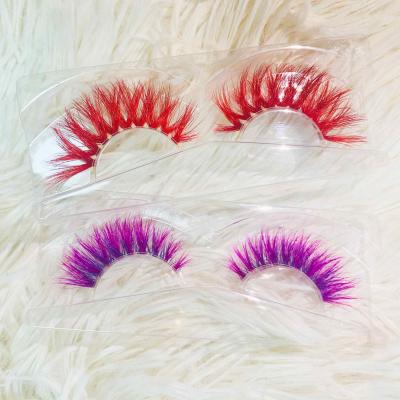 China Best Selling Natural Soft Full Strip Applicator 25mm Wholesale 25mm Lashes Handmade Dramatic Top Natural Fluffy Mink Colored False Eyelash 3d Lashes for sale