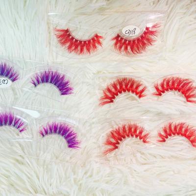 China Best Selling Natural Soft Full Strip Applicator 25mm Wholesale 25mm Lashes Handmade Dramatic Top Natural Fluffy Mink Colored False Eyelash 3d Lashes for sale