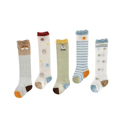 China Breathable Children's Hollow Tube Socks Spring And Summer Vertical Straight Tube Mosquito Socks Baby Over The Knee Stockings for sale