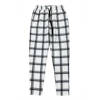 China Free Sample Anti-Wrinkle Mens Casual Lightweight Pants Fashion Drawstring Plaid Slim Fit Comfortable Trousers for sale