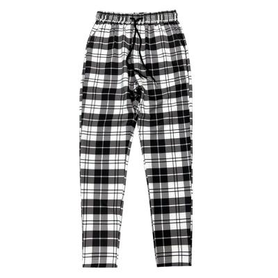 China Free Sample Anti-Wrinkle Mens Plaid Trouser Pants Drawstring Control Casual Slim Fit Pants for sale