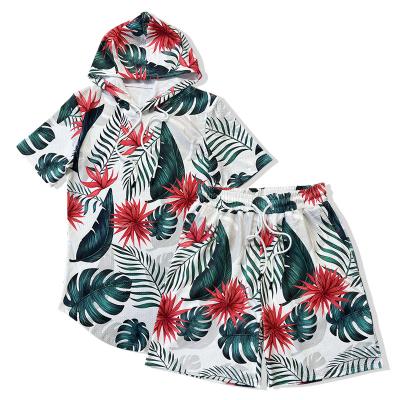 China New QUICK DRY Summer Men's Hawaiian Sets Printing Suit Sleeve Hoodie Beach Short Shorts Set Streetwear Casual Men's Tracksuit for sale