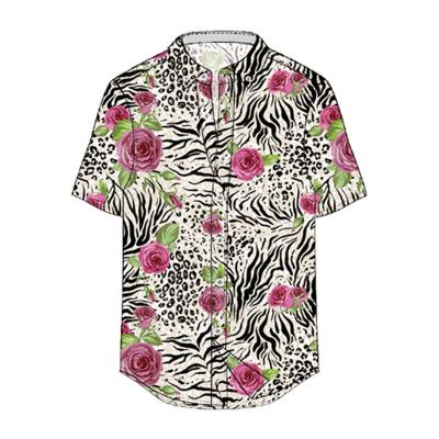 China Custom Designer Logo Anti Pilling Printed Casual Button Up Floral Short Sleeve Beach Hawaiian Shirts Aloha for sale