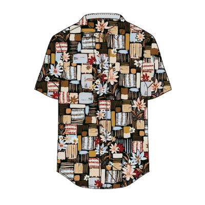 China High Street New Arrivals Anti-Pilling Men's Fashion Chic Button Down Shirt Graffiti Short Sleeve Summer Tops Beach Shirt for sale