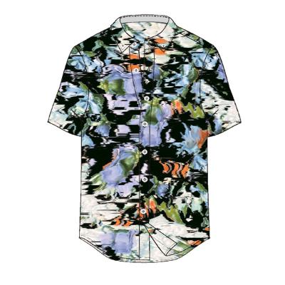 China Custom Anti-pilling With Logo Summer Casual Collar Men's Shirt, Summer Printing Hawaii Shirt Resort Short Sleeve Beach Shirts for sale