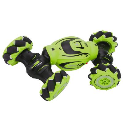 China Gesture Plastic Induction Twist Car Green Shinning Music Dancing Stunt Remote Control Double-Sided Deformation Car Off-Road Drift for sale