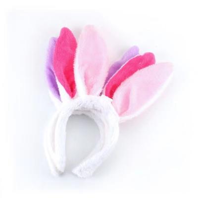 China Fluffy Plant Party Pink Bunny Rabbit Ears Headband LED Cute Fluffy Headband Festival Decoration White Girls for sale