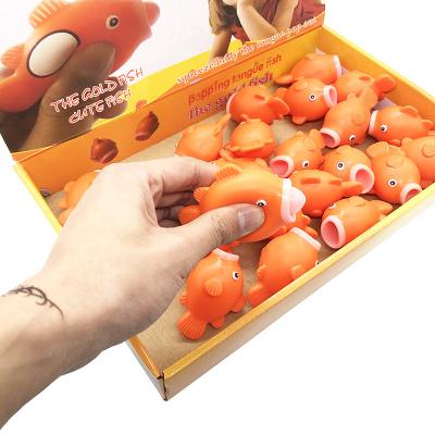 China Hot Sale 24pcs Anti Stress Cartoon Tongue Fish Novelty Toys Exhale Squeeze Doll Decompression for sale