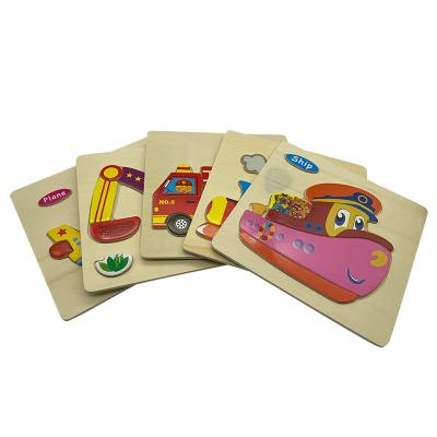 China Cartoon Toy Wholesale Kindergarten Puzzle 3D Educational Colorful Animal Wooden Toys Children for sale