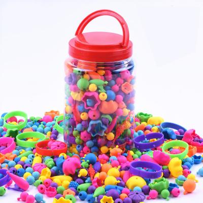 China DIY Toy 500pcs/set DIY Educational Safe Plastic Arts Crafts Pop Bead Set Creative Without String Kids Toys for sale