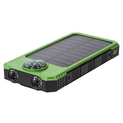 China Support Fast Portable Solar Charger Charging Slim Solar Powerbank 10000mah With Compass for sale