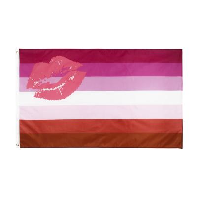 China OEM 1 PC Available Ready To Ship 3x5ft 90x150cm LGBT Rainbow Lipstick Lesbian Pride Flag For Decoration for sale