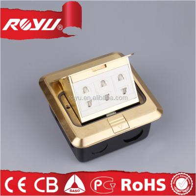 China Residential / General Purpose Power Socket , 2P+T Brass Material French Type , Square Shape Automatic Floor Socket for sale