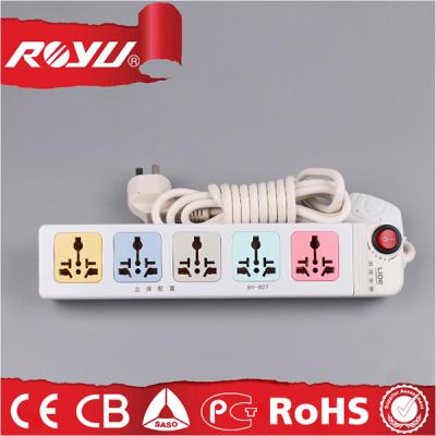 China Residential / Multipurpose Universal Power Strip , Colorful 5 Outlet Multi Function Movable Individual Switch Power Strip for sale