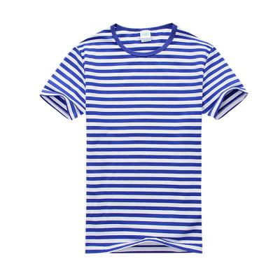 China Men's Custom Sleeve Summer Anti-pilling Striped T-Shirts Wholesale Casual Short Horizontal Stripe T-shirt for sale