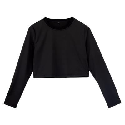 China Custom Gym Polyester Color Women Anti-wrinkle Solid Color Long Sleeve Crop T-Shirts for sale