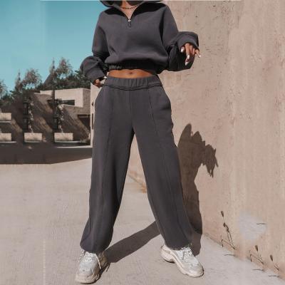 China Breathable Thick Loose Empty Jogger 2 Piece Crop Tracksuit Women Sweatsuit Set for sale