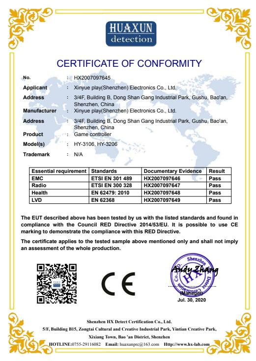 CE - Xinyueplay (Shenzhen) Electronics Co., Ltd.